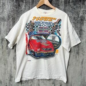 Vintage 1996 Brickyard 400 NASCAR Graphic T-Shirt Size XL Jerzees Jeff Gordon